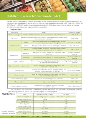 31566-31-1 Monoglicerídeo Destilado GMS99 E471 Aditivos Alimentares Emulsificante Estabilizador